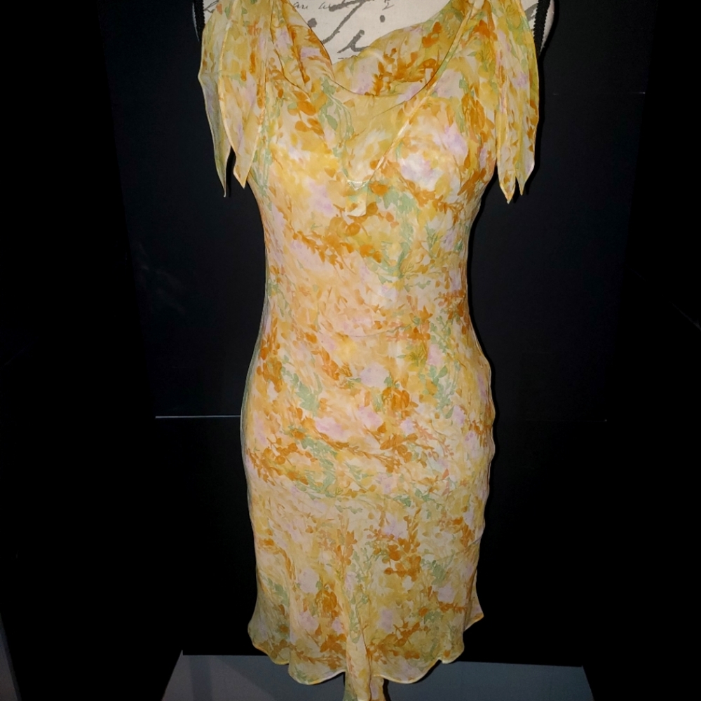 Kay Unger Yellow Print Dress